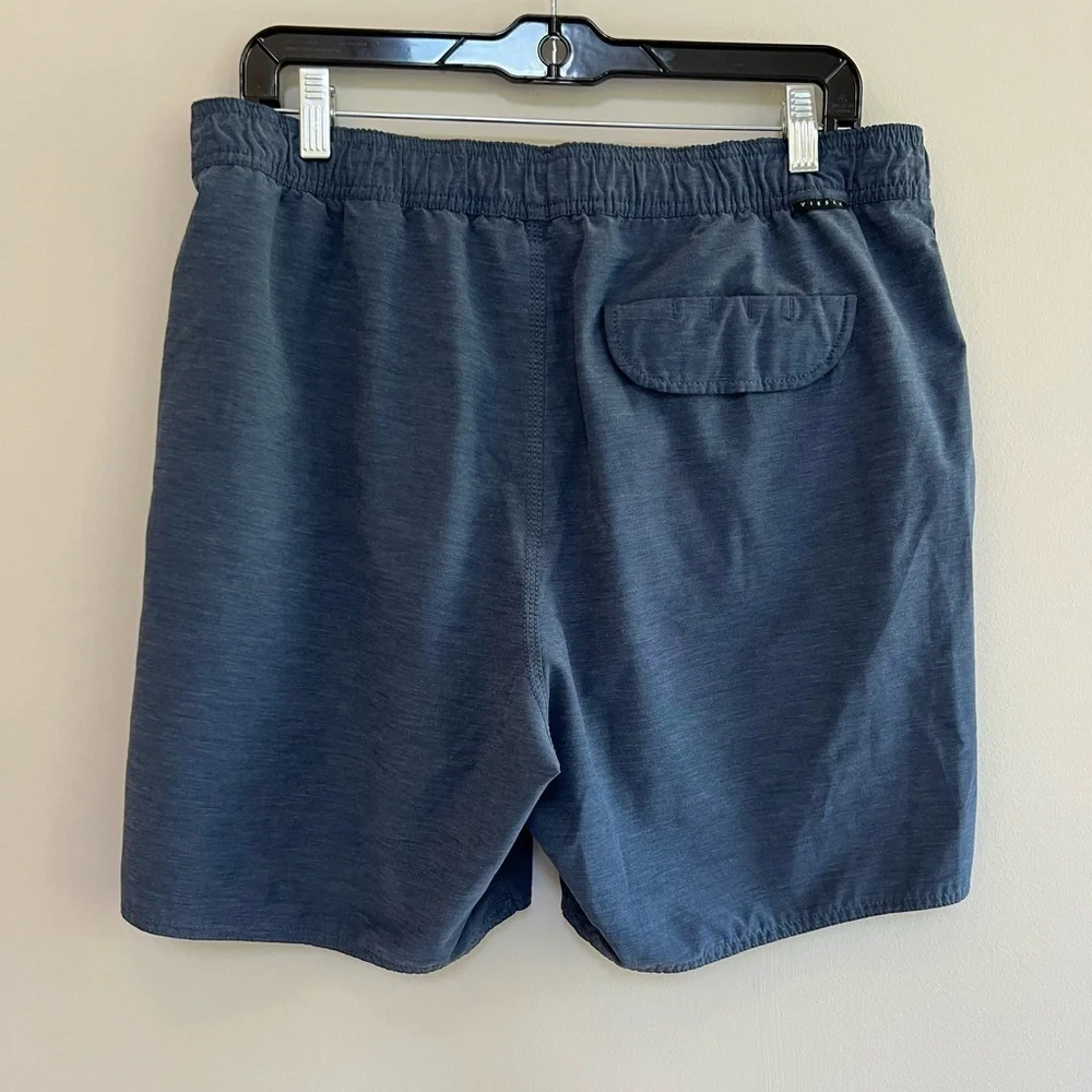 Vissla Men's Solid Sets 17.5” Ecolastic Swim Trunks in Dark Denim Blue, size XL
